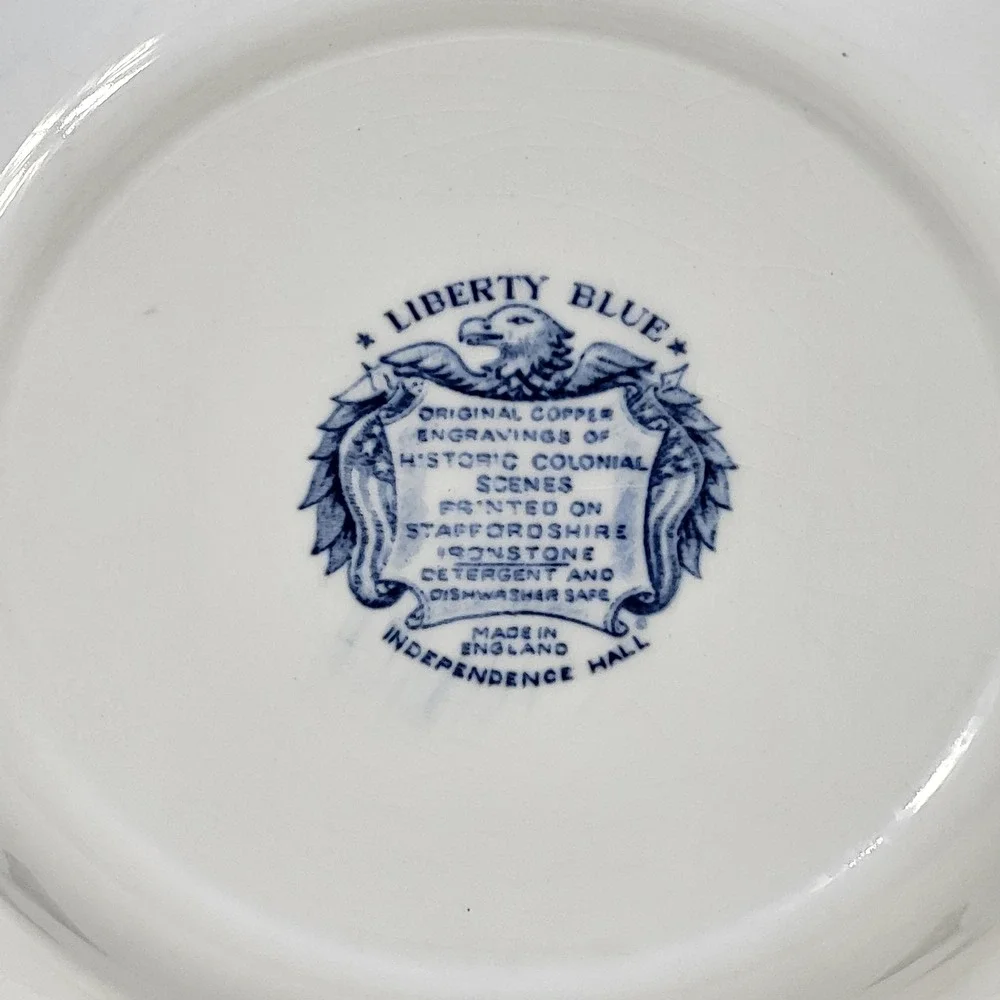 Liberty Blue Independence Hall Dinner Plate Staffordshire Ironstone England
